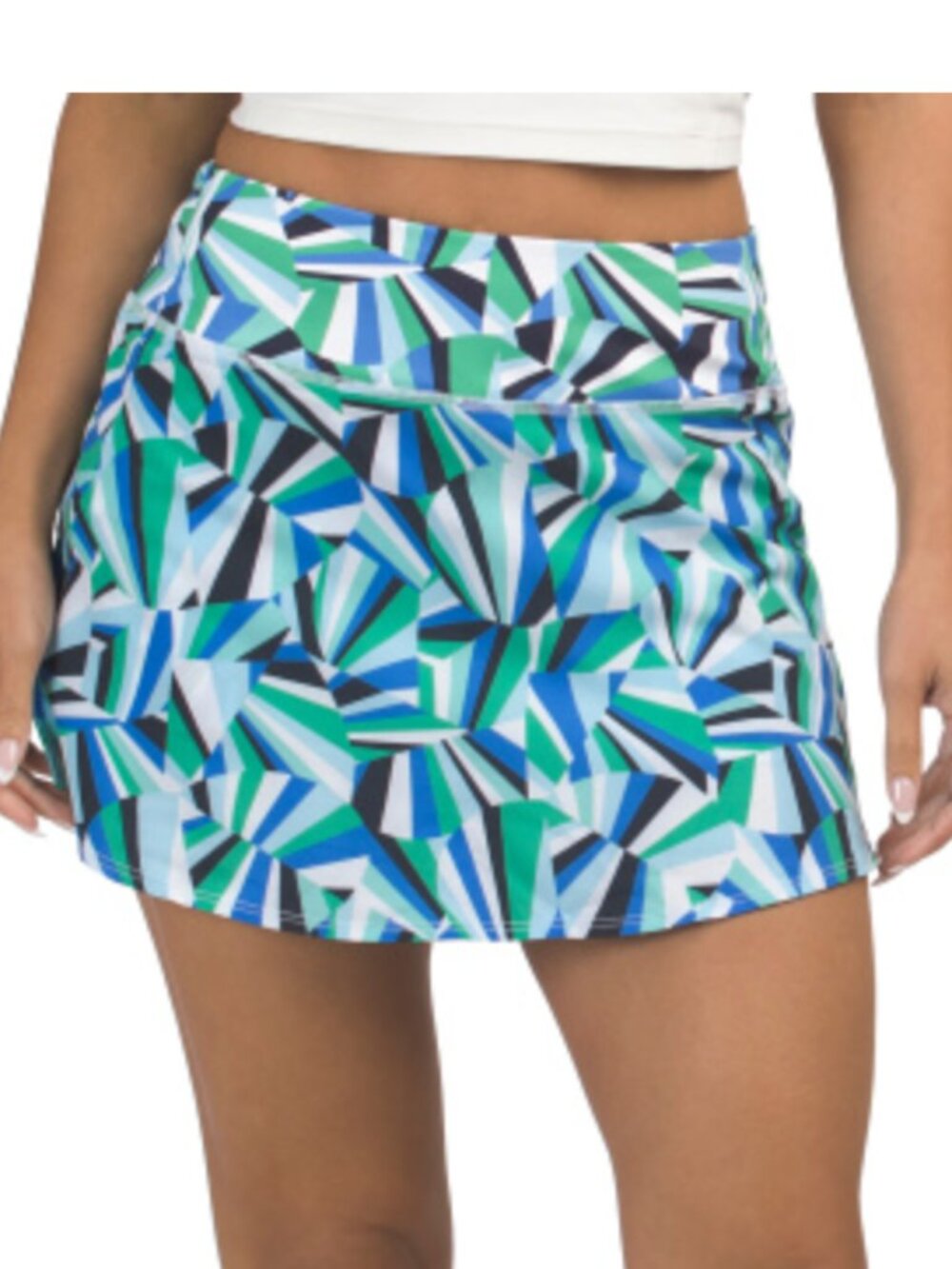 Addison Bay Sport Light Everyday Skort Blue Green Geo Print NWT Size M